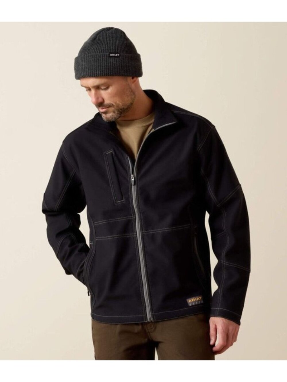 Ariat Rebar Stretch Canvas Softshell Jacket Black Men's Size S NWT